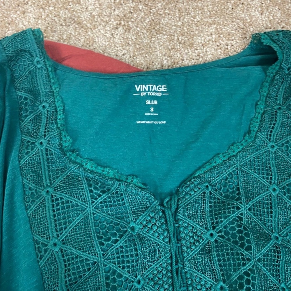 Torrid Boho Bundle Tops Womens 3X Lace Embroidered Floral Blouses Earthy Hippie - Picture 2 of 10